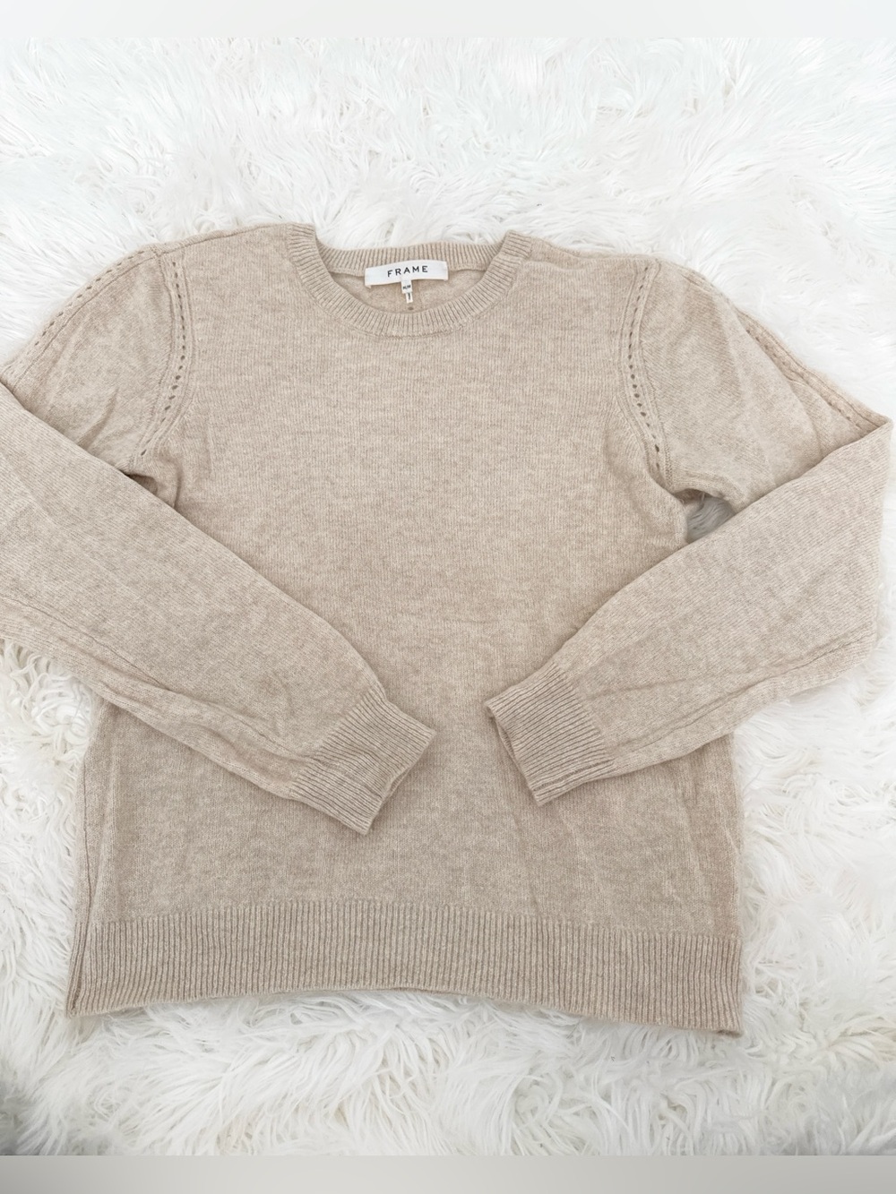 Frame Denim Neutral Beige Knit Pullover